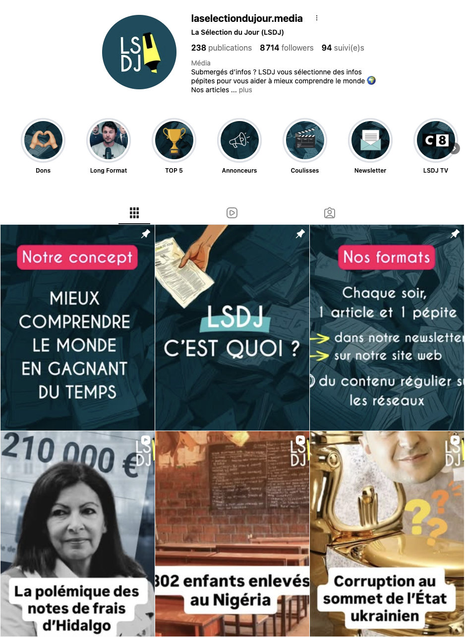 Compte Instagram LSDJ — La Sélection du Jour